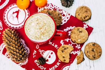 Winter cappuccino coffee