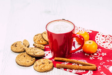 Winter cappuccino coffee