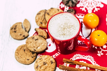 Winter cappuccino coffee