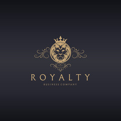 Royalty logo. Lion head illustration  