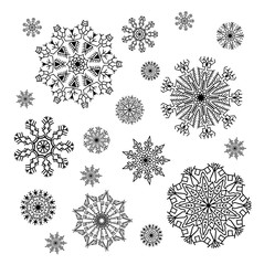 christmas snowflakes collection, circle ornament set, ornamental