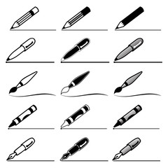Stationery vector icons set