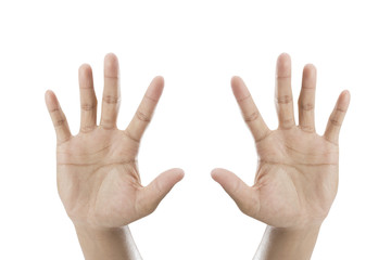 hand symbol showing the five fingers isolated on a white background
