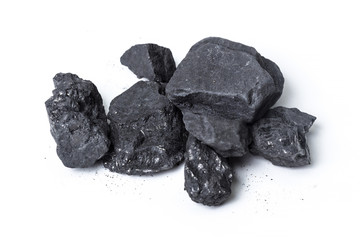 Natural wood charcoal Isolated on white