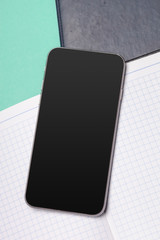 Black smartphone on the table