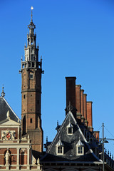 Obraz premium Beffroi de l'hôtel de ville à Haarlem, Pays-Bas