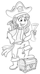 Vektor Illustration einer mutigen Piratin