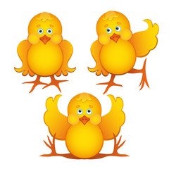 Set of cute cartoon chickens
