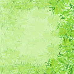 Fototapeta na wymiar Watercolor Vintage background from twigs, flowers, leaves, abstraction. Background, Card, Frame. Green color