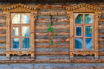 Carved wooden architraves of monastic house, Holy Trinity Convent, Murom, Russia