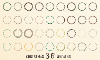 Wreaths Multi Colored Vectors of Laurels, Floral Elements