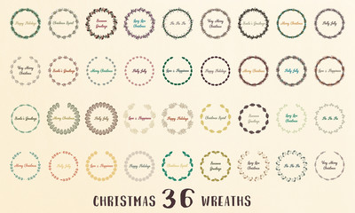 Wreaths Multi Colored Vectors of Laurels, Floral Elements