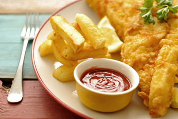 Fish and chips close up