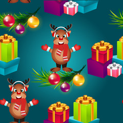 Obraz na płótnie Canvas Christmas poster design with snowman characters.Santa Claus.Happy Christmas companions.Vector Christmas.Seamless holiday background .