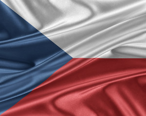 Czech Republic flag with a glossy silk texture.