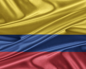 Colombia flag with a glossy silk texture.