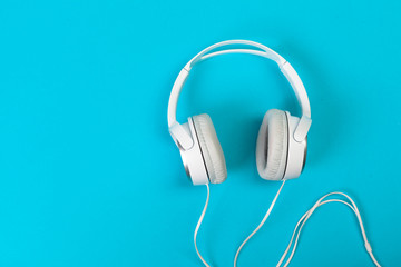 Headphones on blue background