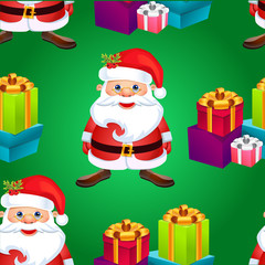 Christmas poster design with snowman characters.Santa Claus.Happy Christmas companions.Vector Christmas.Seamless holiday background .