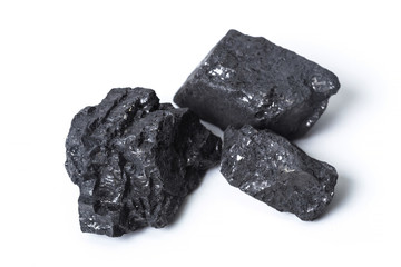 Natural wood charcoal Isolated on white