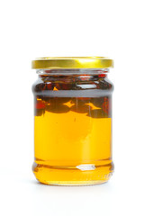 Canned compotes in large glass jar