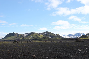 volcano Mountain complex in ash desert on laugavegur trail in iceland