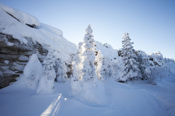 Mountain range Zyuratkul, winter landscape.