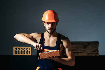sexy muscular man builder