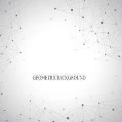 Geometric graphic background molecule and communication. Big data complex with compounds. Perspective backdrop. Minimal array Big data. Digital data visualization. Scientific vector illustration.