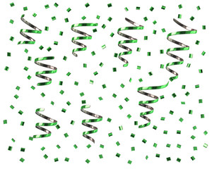 Green and silver confetti streamers