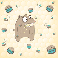 background bear and honey card