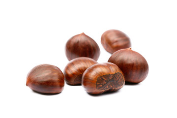 Chestnuts isolated on white background