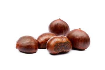 Chestnuts isolated on white background