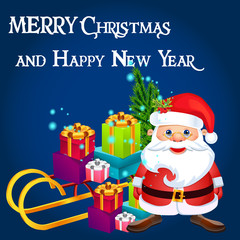 Christmas poster design with snowman characters.Santa Claus.Happy Christmas companions.Vector Christmas.Seamless holiday background .