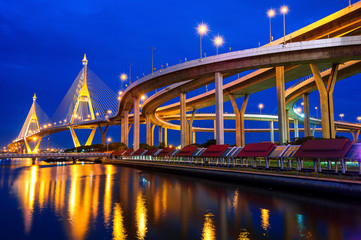 Obraz na płótnie Canvas Bhumibol suspension Bridge in Thailand