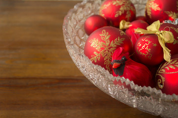 Cardinal Decoration and Decorative Christmas Balls, With Copy Sp