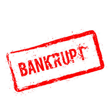 Bankrupt red rubber stamp isolated on white background. Grunge