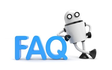 Obraz na płótnie Canvas Robot with word FAQ. 3D illustration