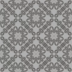 Deurstickers Grey Ornamental Seamless Line Pattern. Endless Texture. Oriental Geometric Ornament © valeo5