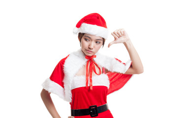 Asian Christmas Santa Claus girl  thumbs down.