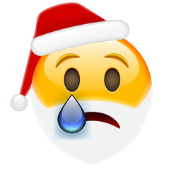 Crying Santa Smile Emoticon with Tear for Christmas and New Year