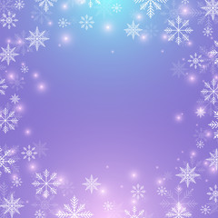 Christmas and Happy New Years background with golden snowflakes. Vector illustration.