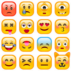 Set of Square Smile Emoticons