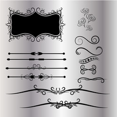 Vintage Decorations Elements. Flourishes Calligraphic Ornaments and Frames. Retro Style Design Collection