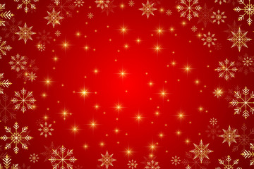 Naklejka na ściany i meble Christmas and Happy New Years background with golden snowflakes. Vector illustration.