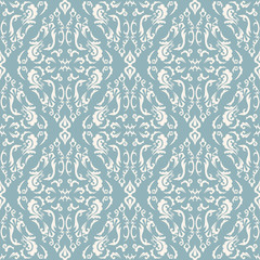 Damask seamless classic pattern. Vintage Baroque delicate vector background. Classic damask ornament for wallpapers, textile, fabric, wrapping, wedding invitation. Exquisite floral baroque template.