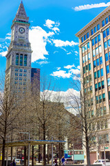 Fototapeta na wymiar Financial District and Custom House Tower in Boston