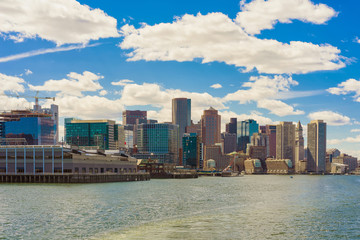 Magnificent skyline of Boston during the sunny day