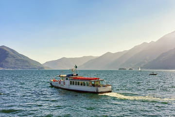 Passenger ferry in Ascona in Ticino in Switzerland