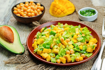 Mango avocado chickpeas salad