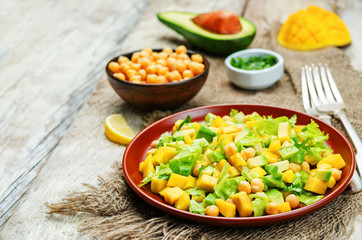 Mango avocado chickpeas salad